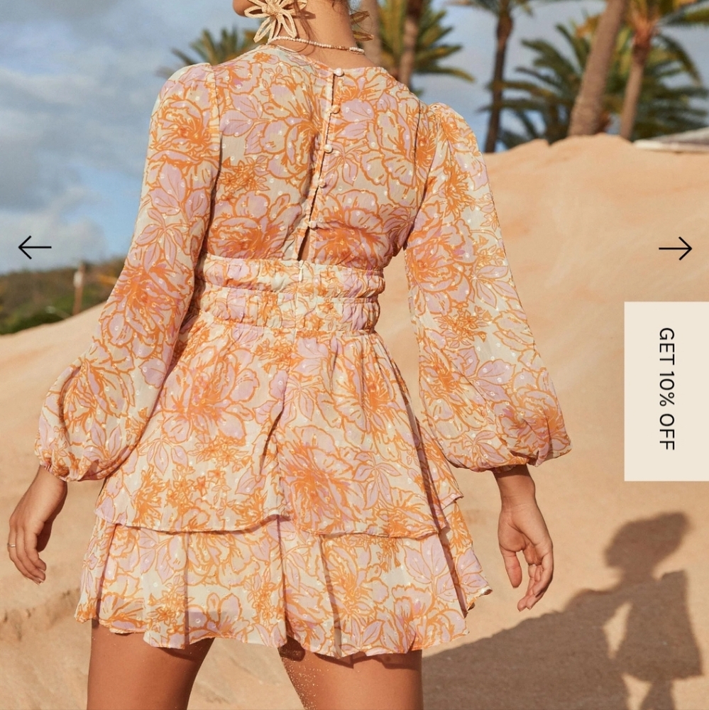 Sundae Muse Evelina Floral Ruffle Romantic Fairy Corset Feminine Blouson Sleeve - Picture 3 of 16